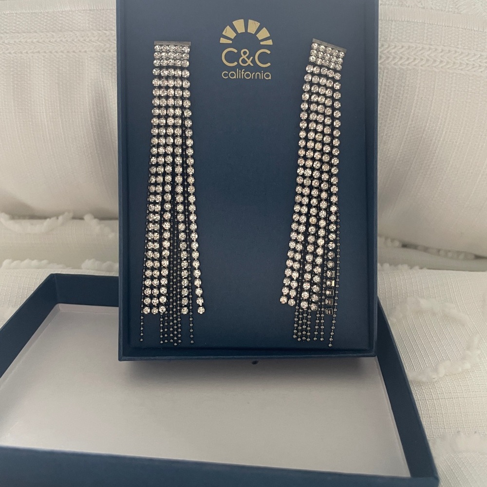 C&C California Sparkling Silver Tassel Earrings